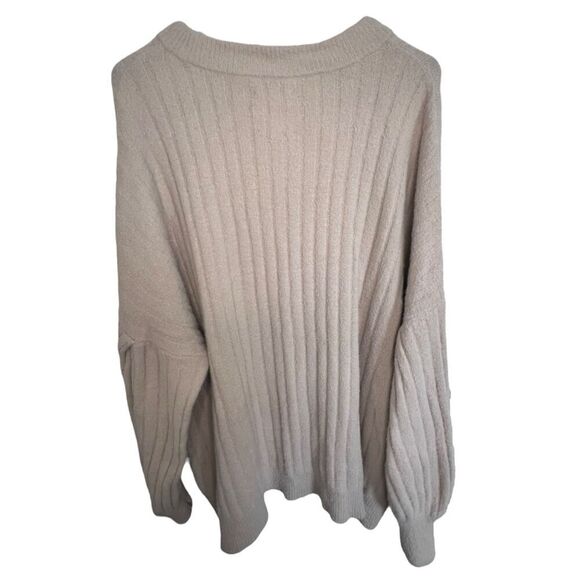 Aerie Blush Pink Oversized Fuzzy Long Sleeve Ribbed Sweater - Picture 4 of 5